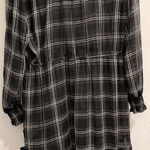 Tommy Hilfiger Black and White Plaid Sheer Dress Shell